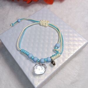 Blue and Beaded Bracelet with Hello Kitty Charm
